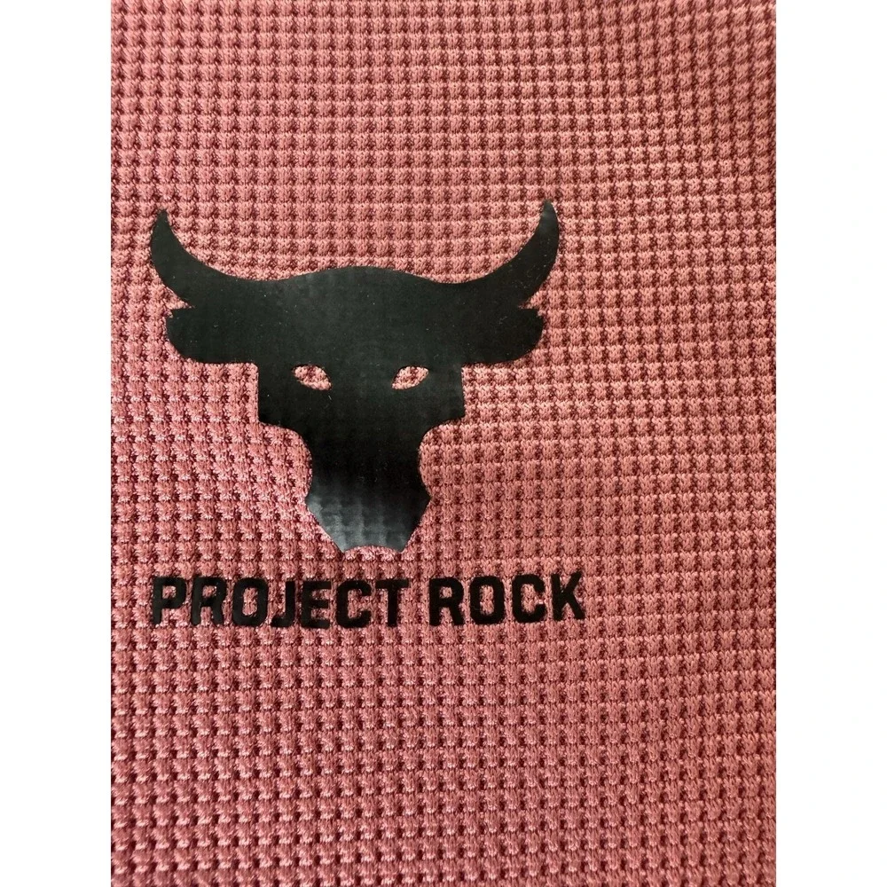 Under Armour Project Rock Shirt Mens Large Pink Long Sleeve Waffle Thermal Top